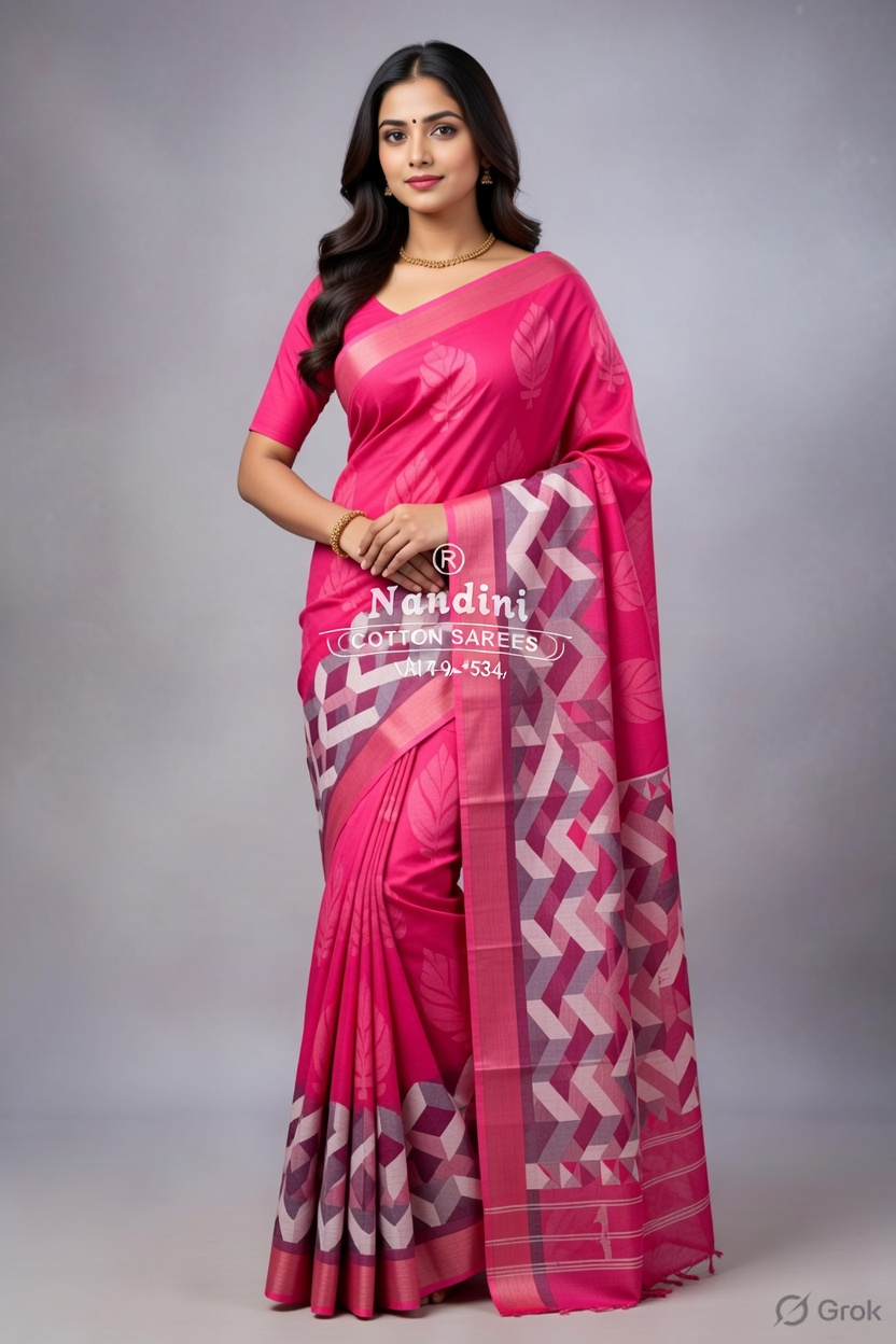 Sajini Sarees "Nandini" Collection – Vibrant Orange & Jet Black Raw Silk Saree with Traditional Border ( pink) 