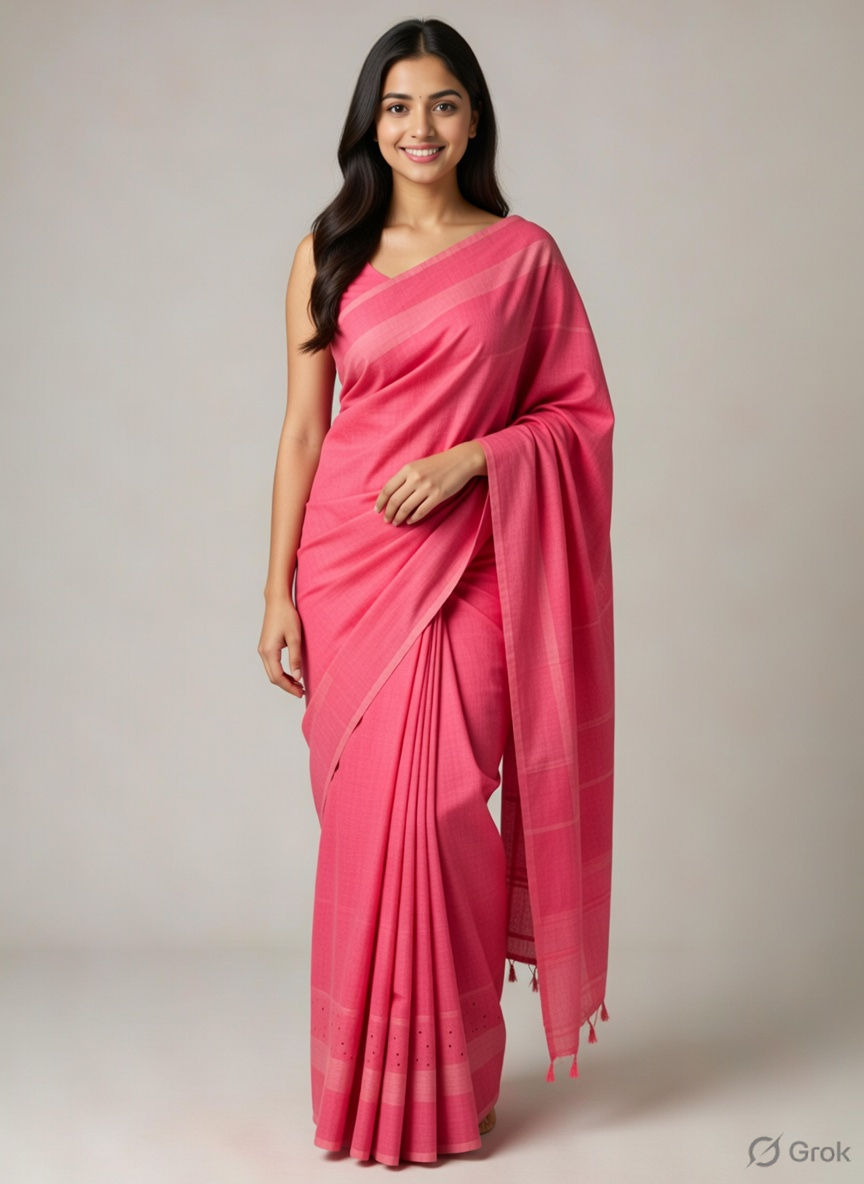 Sajini Sarees "Nandini" Collection – Vibrant Orange & Jet Black Raw Silk Saree with Traditional Border ( Green ) 