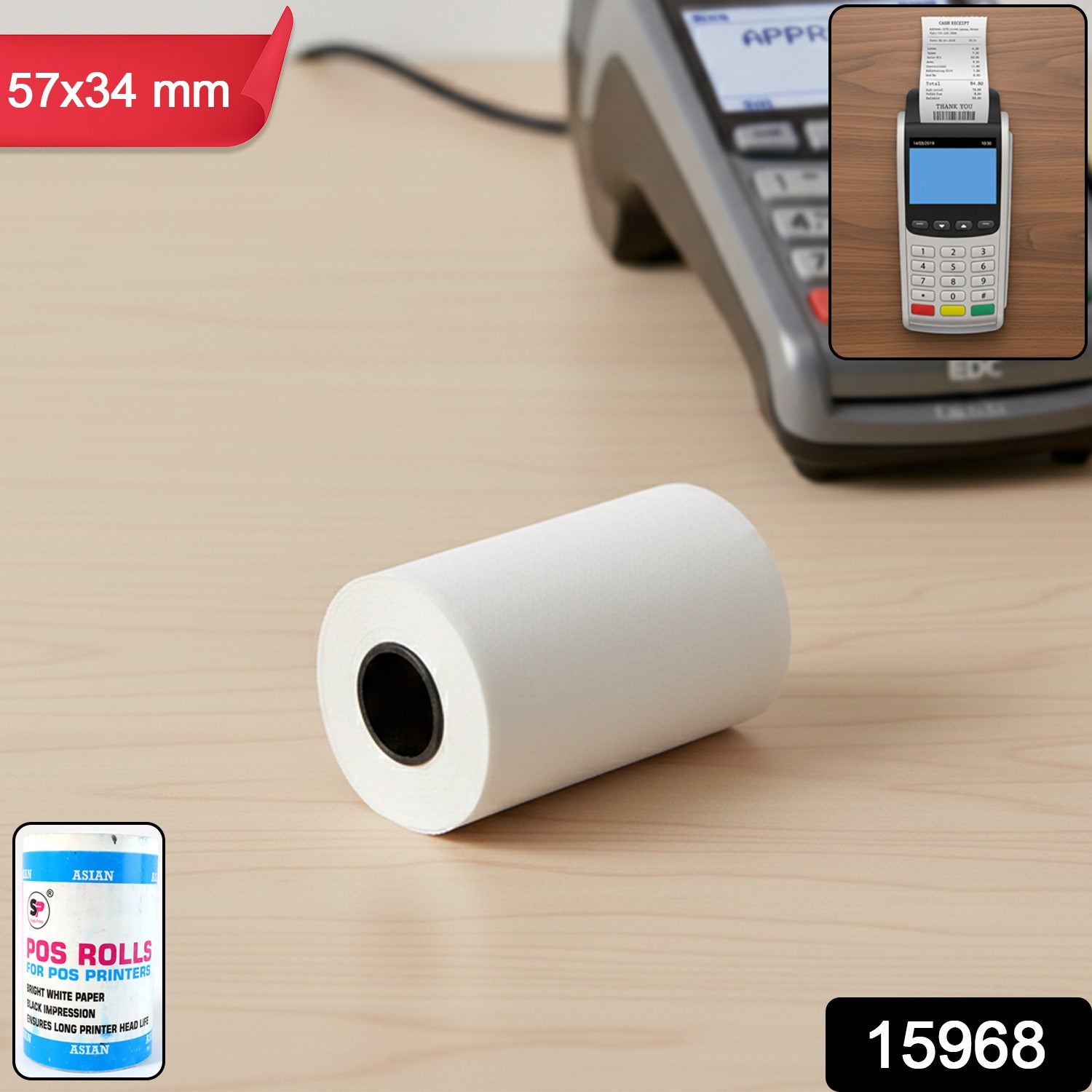 Thermal Label Roll – Self-Adhesive Direct Thermal Labels 57x34mm