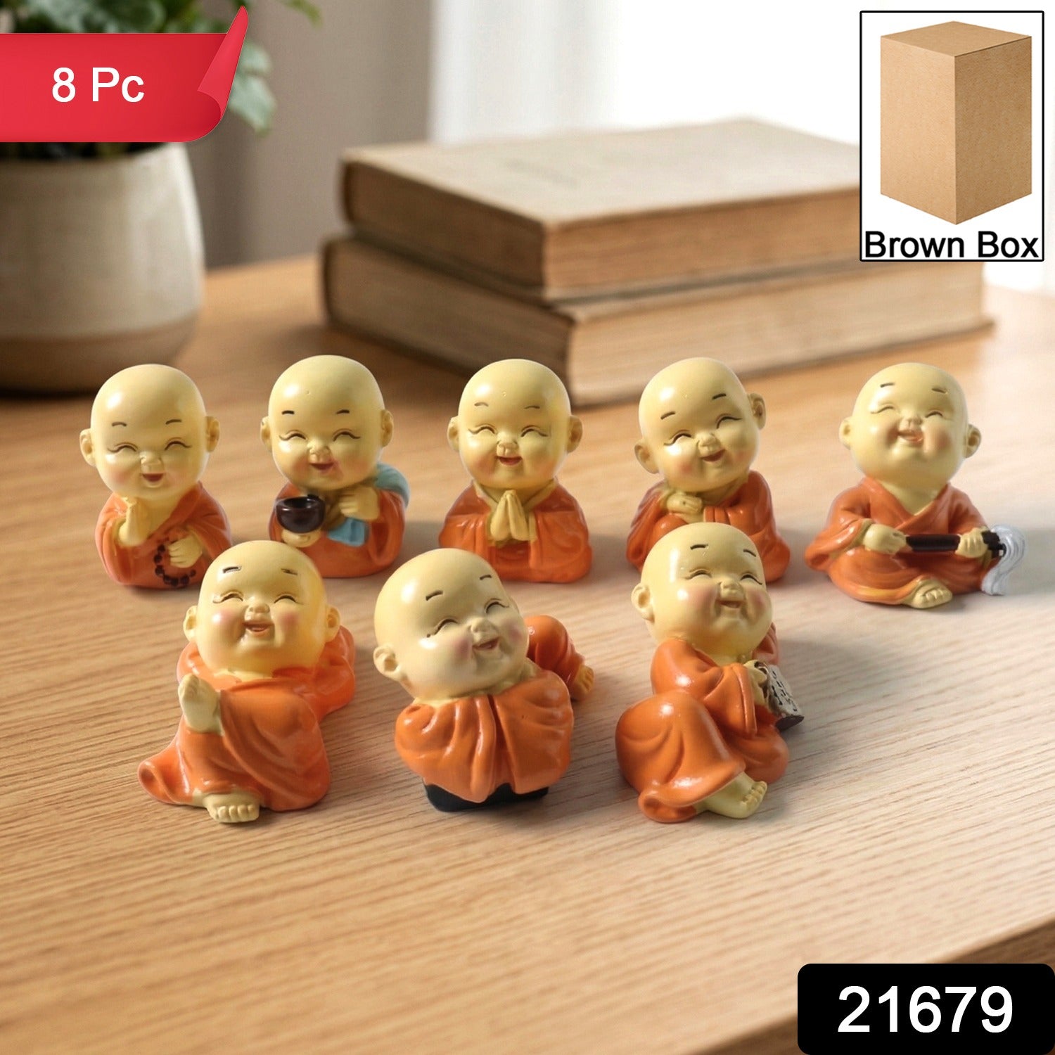 Mini Monk Buddha Idol Set – Serene & Joyful Home Decor