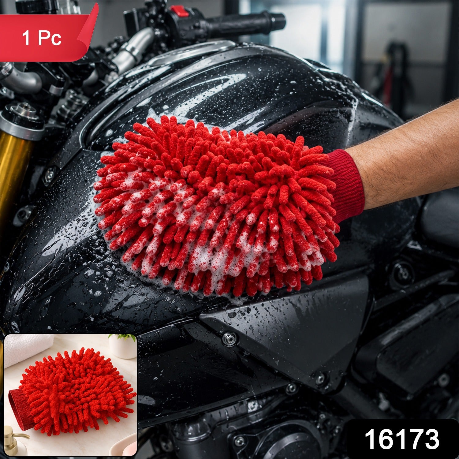 Microfiber Chenille Wash Glove for Bike Cleaning