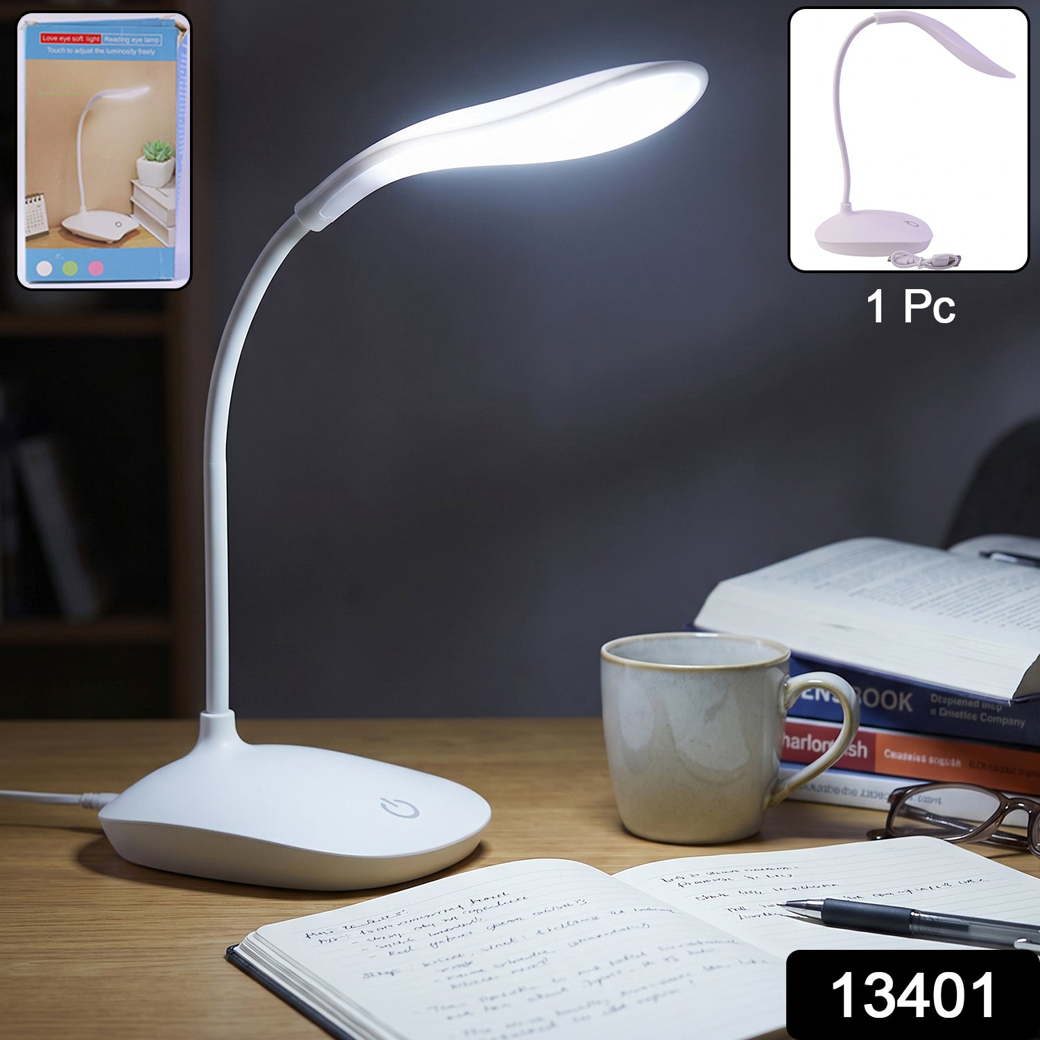 LED Desk Table Lamp Flexible Touch Dimmer Eye Care Reading Study Li...