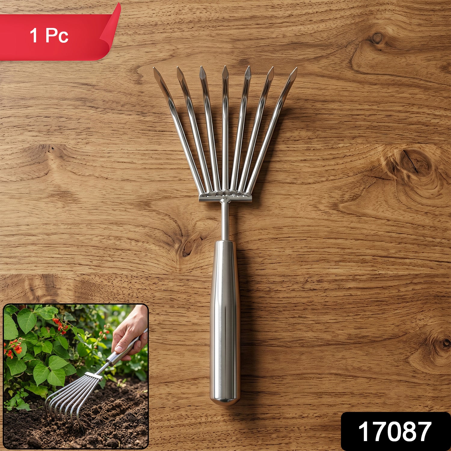 Stainless Steel Garden Rake – Durable & Rust-Resistant Tool for Easy Gardening