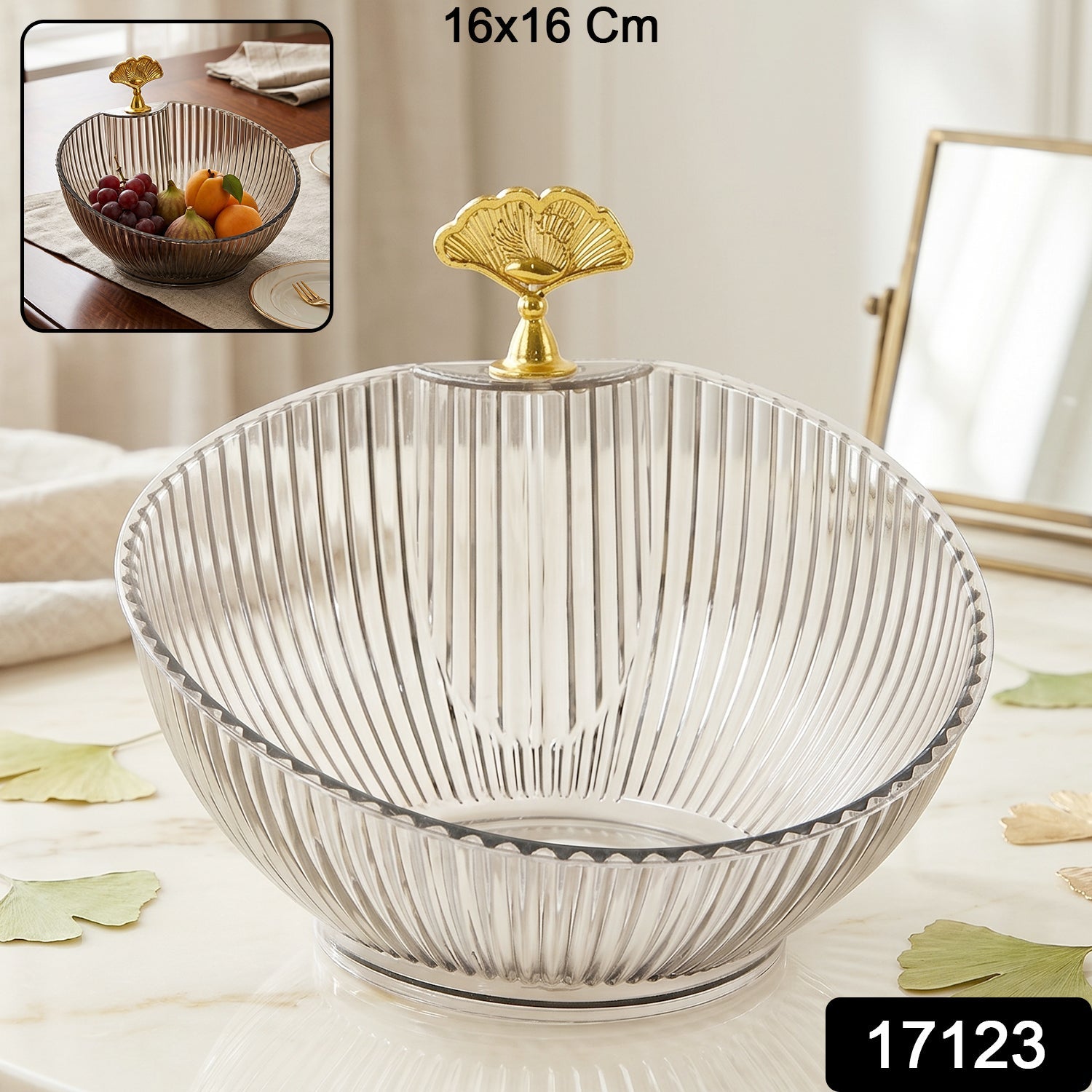 Decorative Plastic Fruit Bowl – Elegant Gold Accent for Dining