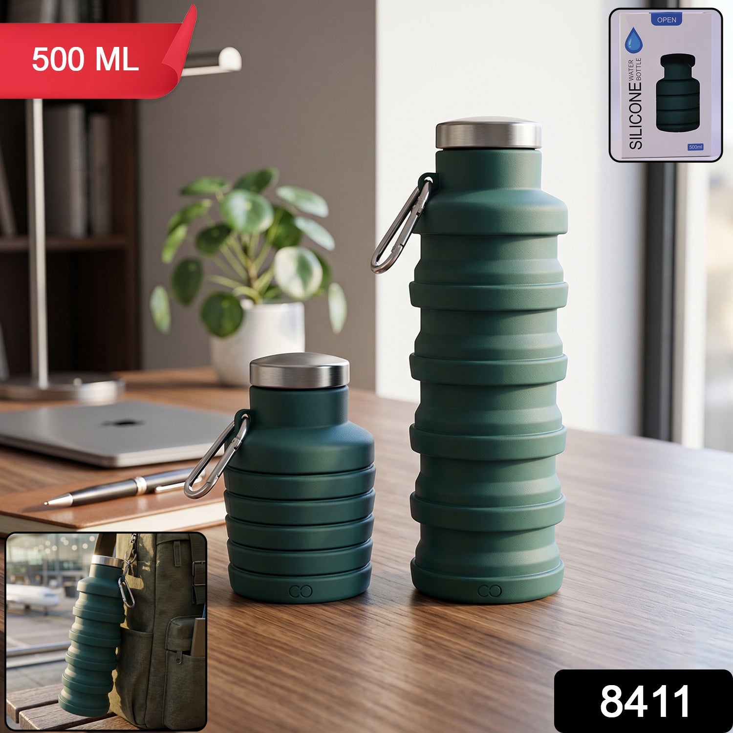 Silicone Foldable Water Bottle for Travel and Sports Hydration