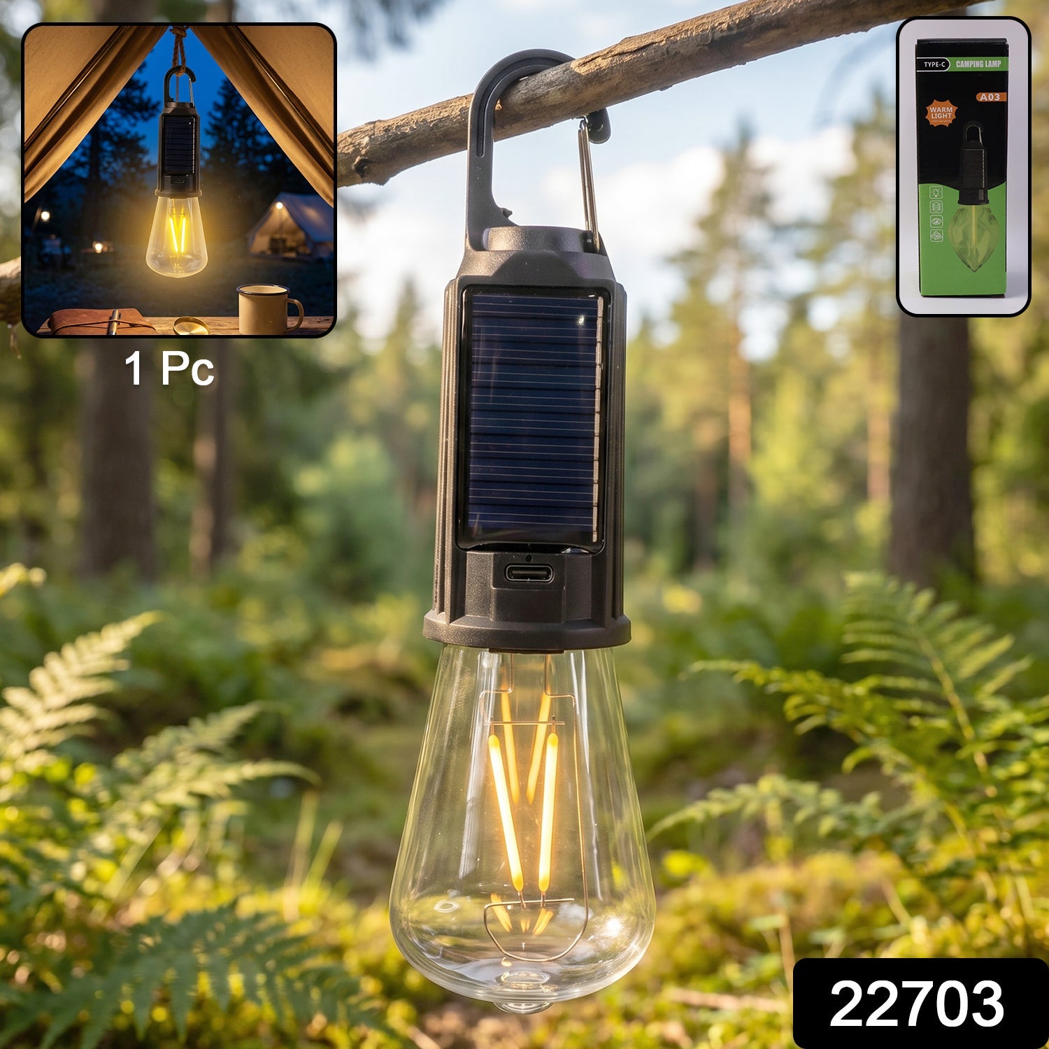 Solar Rechargeable Camping Lamp – Eco-Friendly & Portable Lighting