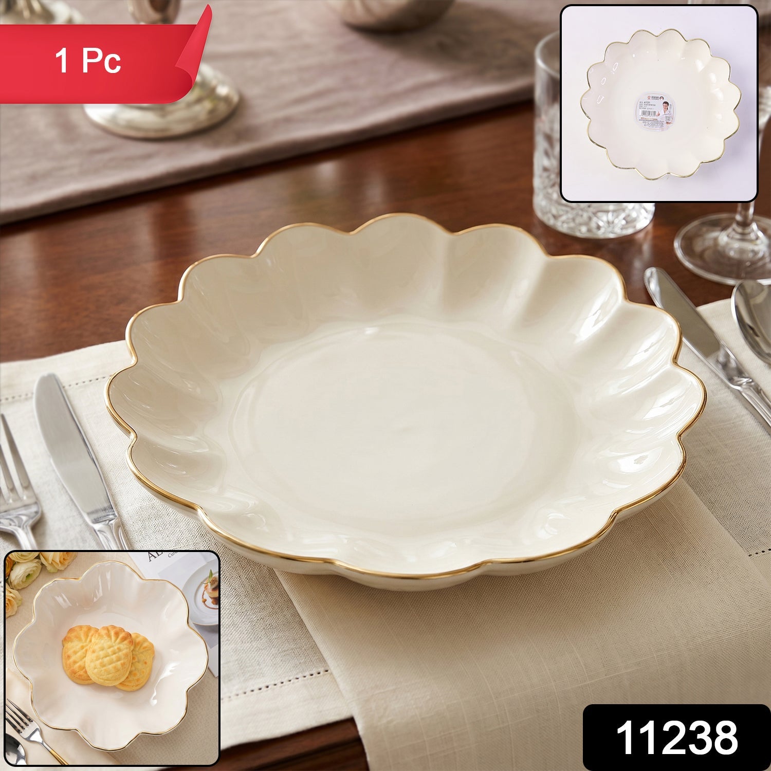 Lotus Flower Decorative Serving Tray – Elegant Snack & Dry Fruit Platter