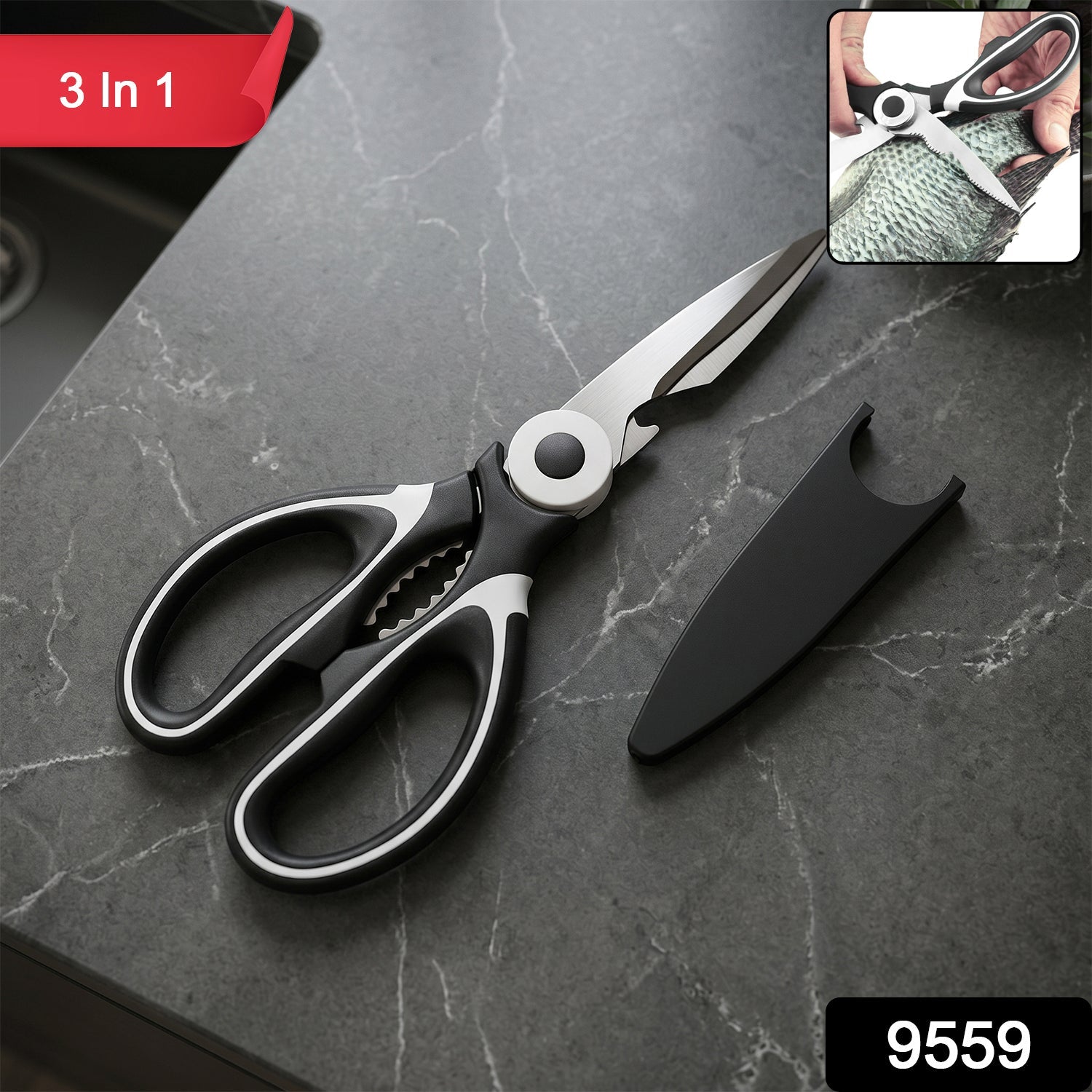 3 in 1 Kitchen Scissors – Sharp & Versatile for Home & Kitchen
