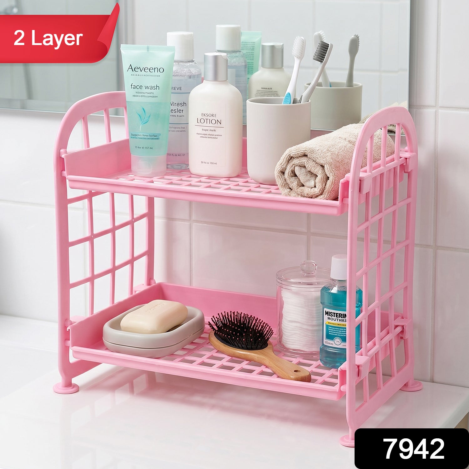 Small Plastic Storage Rack – Space-Saving 2-Tier Organizer