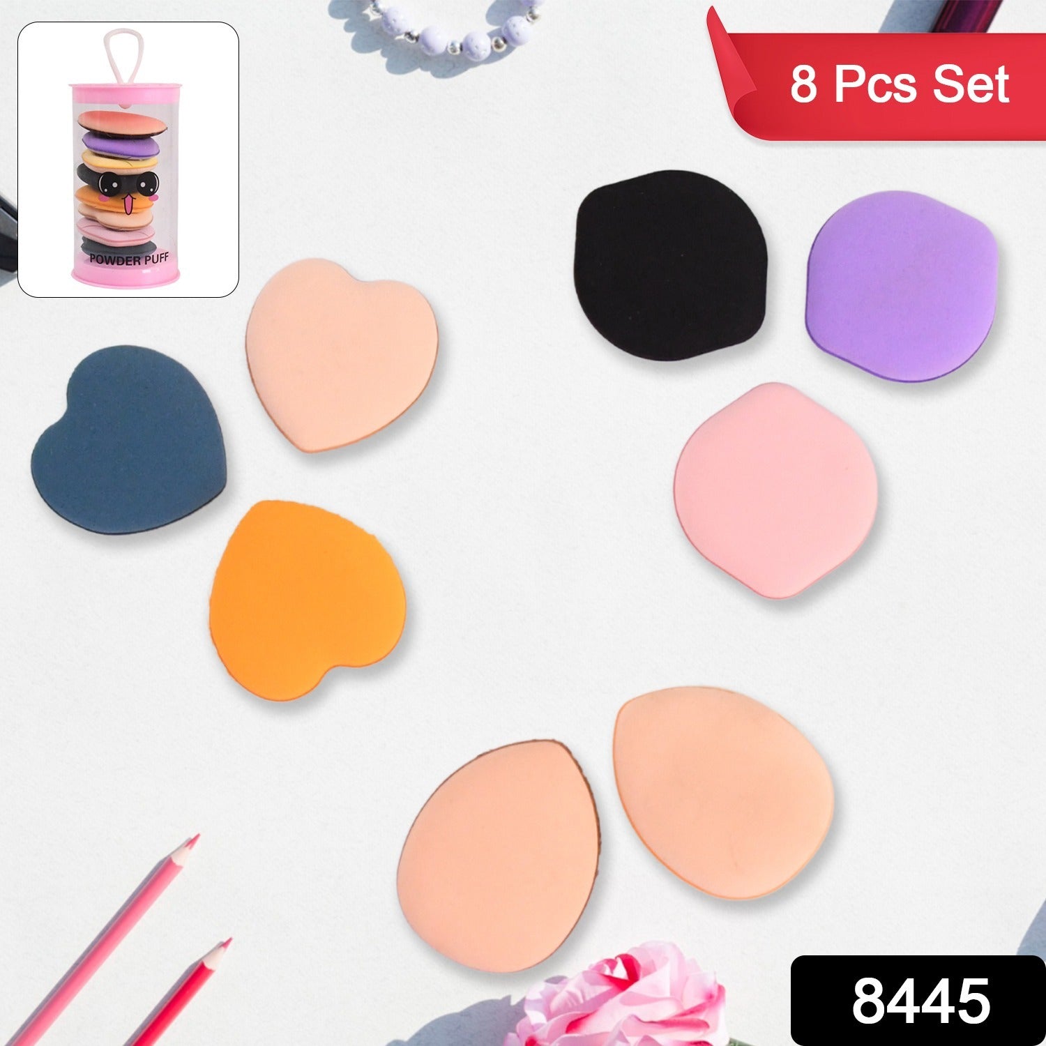 Mini Finger Powder Puff – Soft Makeup Sponges, 8 Pcs Set | BeautyBare