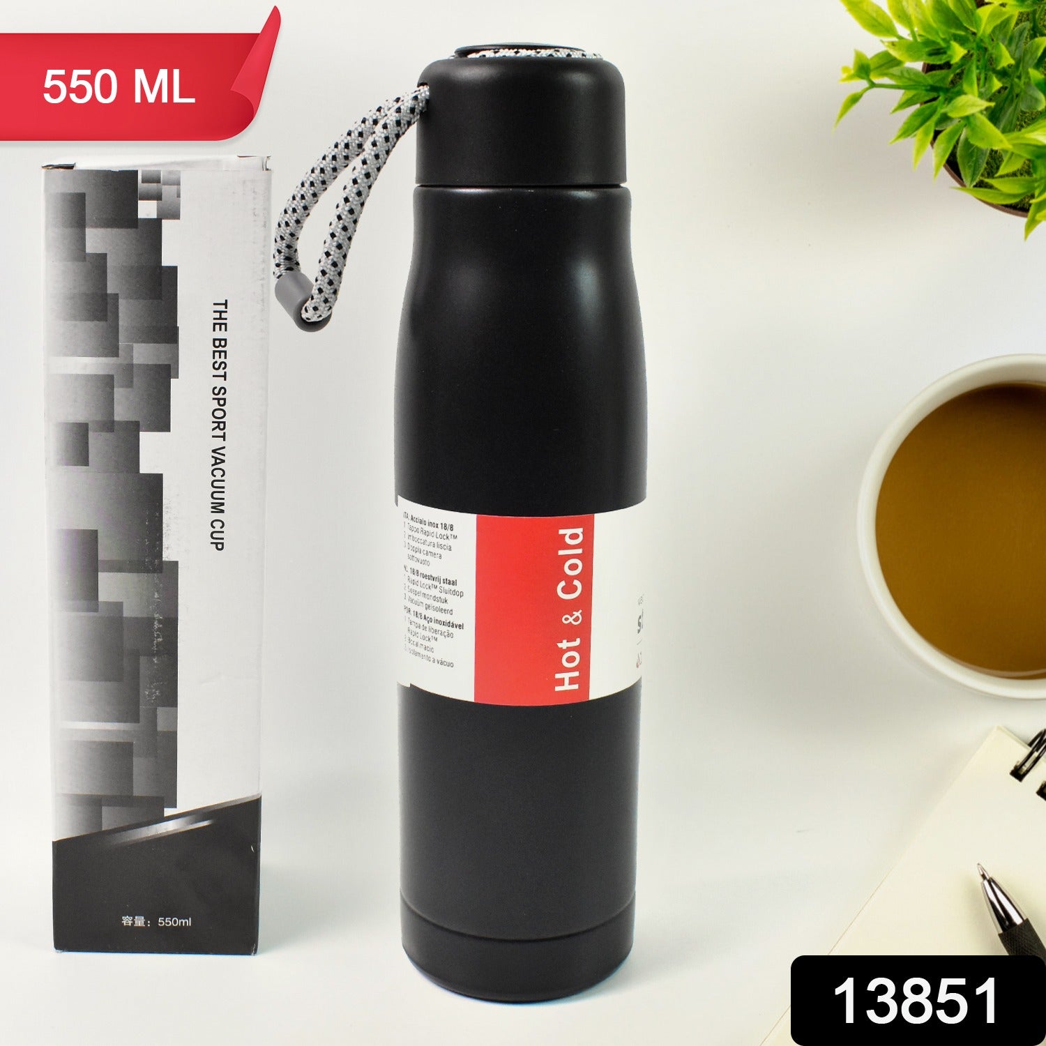 Vacuum Insulated Water Bottle – Keeps Drinks Hot & Cold 550ML