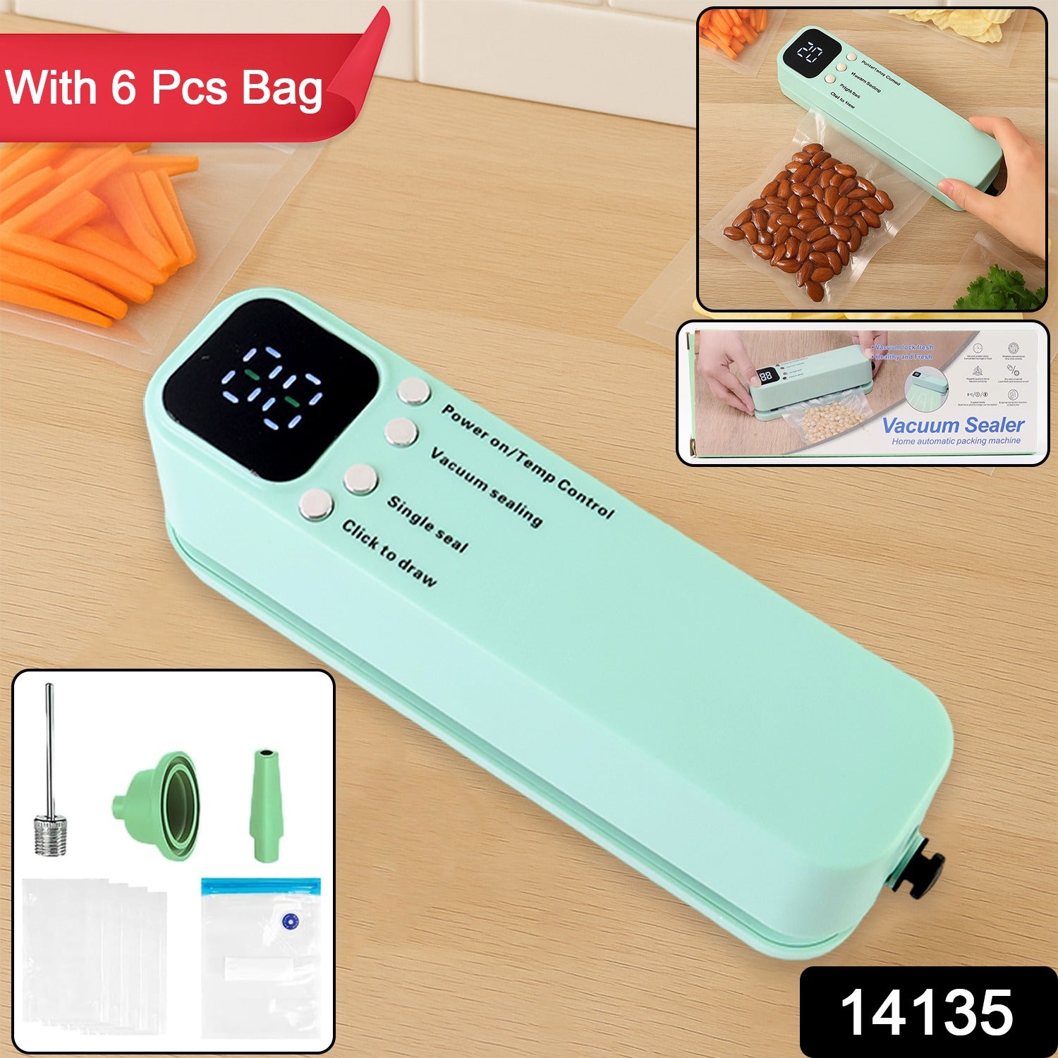 Vacuum Sealer Machine – Rechargeable & Digital Kitchen Food Preserver