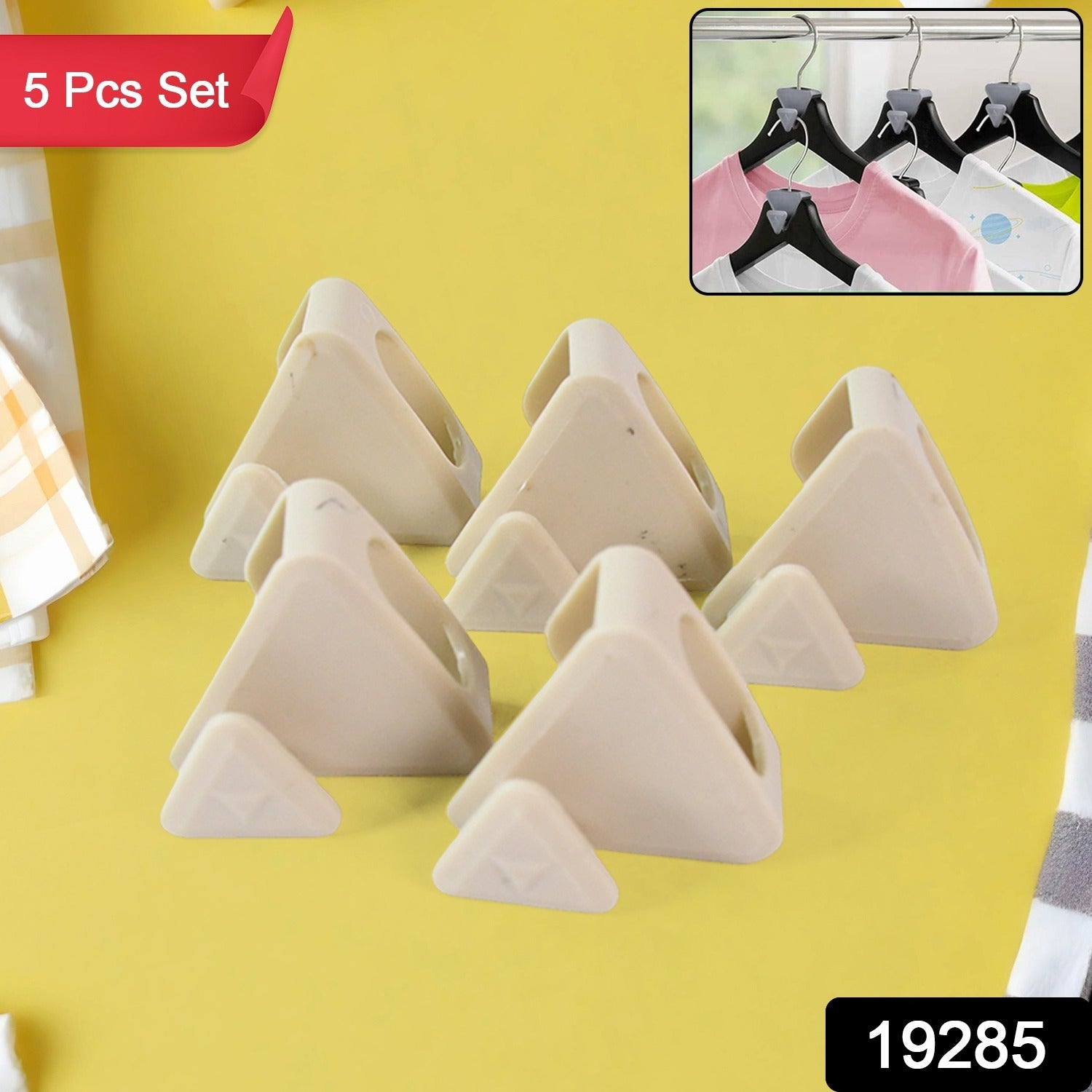 Plastic Triangle Hanger Connector Hooks – Space-Saving Wardrobe Organizer 5 Pcs