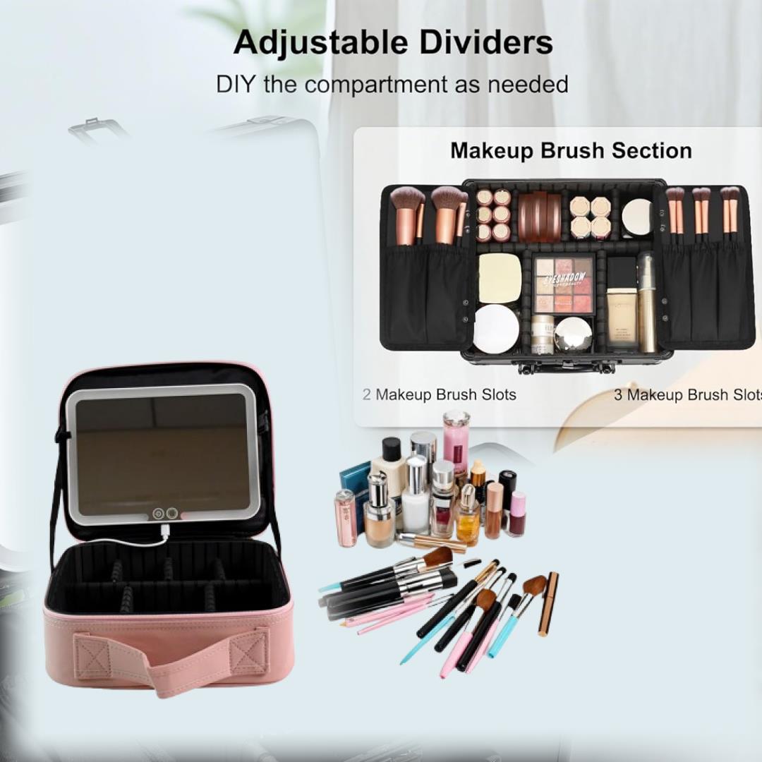 LED Makeup Organizer Box – Touch Sensor Mirror & USB Rechargeable