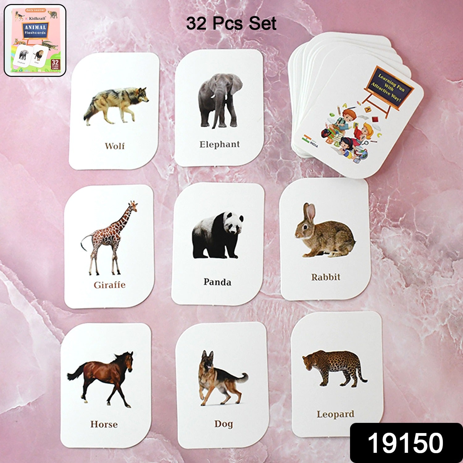 Animal Flash Cards – 32 Durable & Laminated Educational Cards