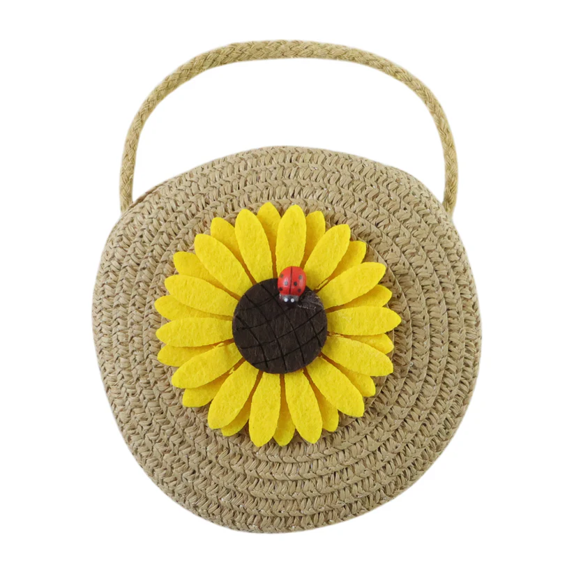 Cute Mini Round Women Crossbody Purse with Sunflower Design 1pc