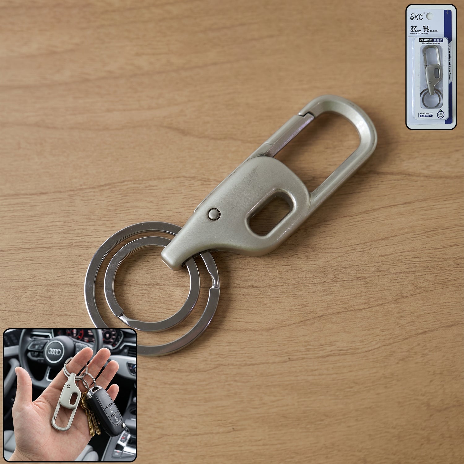 Metal Key Holder – Heavy Duty Carabiner Style Keychain for Secure Keys