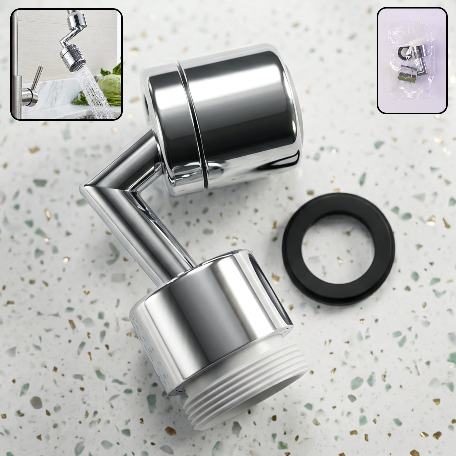 Faucet Aerator – 1080 Degree Swivel, Splash-Proof Water Flow