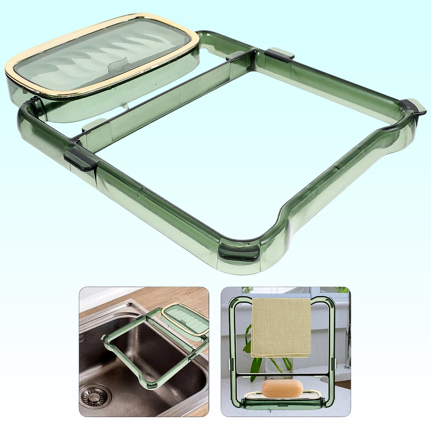 2-in-1 Bathroom Organizer – Self-Adhesive Soap Holder & Towel Rack