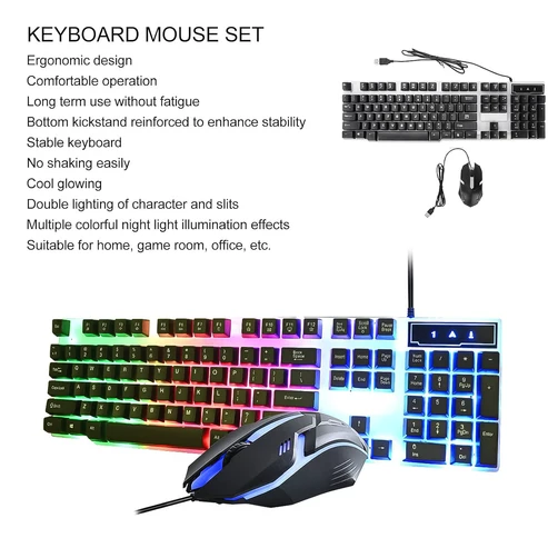 Colorful Backlit Keyboard Mouse Set – Ergonomic Wired Combo | Wiregenix by Wiregenix