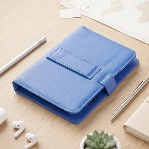 Portable Wired Tablet Keyboard with PU Leather Flip Case and Stand