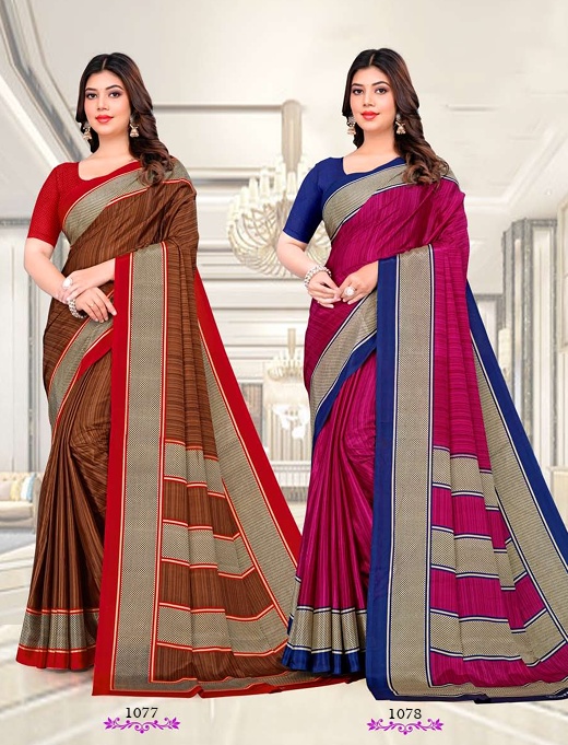 Designer Georgette Saree Collection with Rich Zari-Style Borders & Blouse Piece (Catalog Set of 6 Variants)