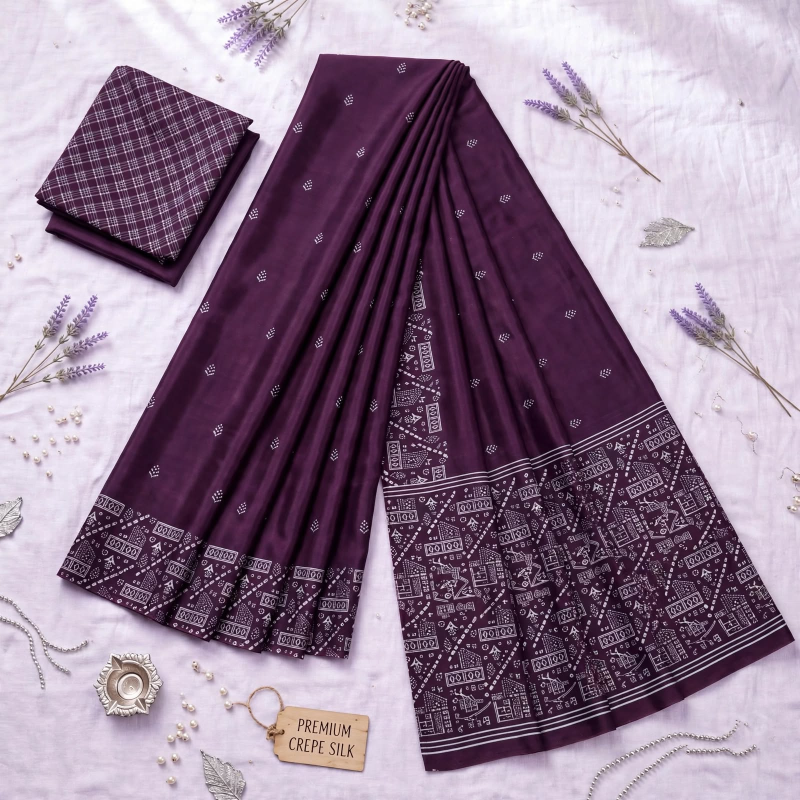 Graceful Purple Printed Designer Saree with Blouse Piece