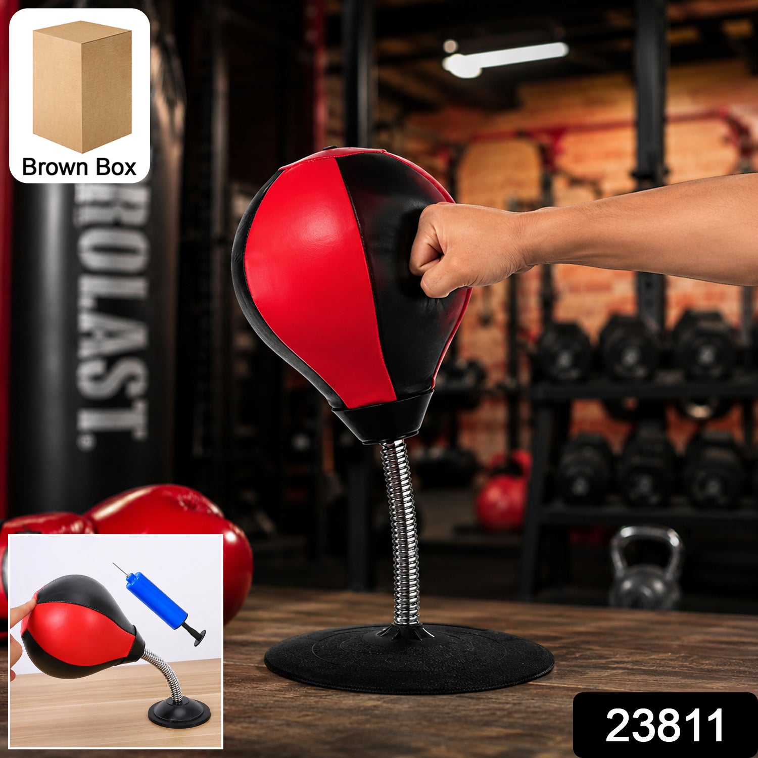 Inflatable Desktop Punching Bag with Air Pump (1 Pc)