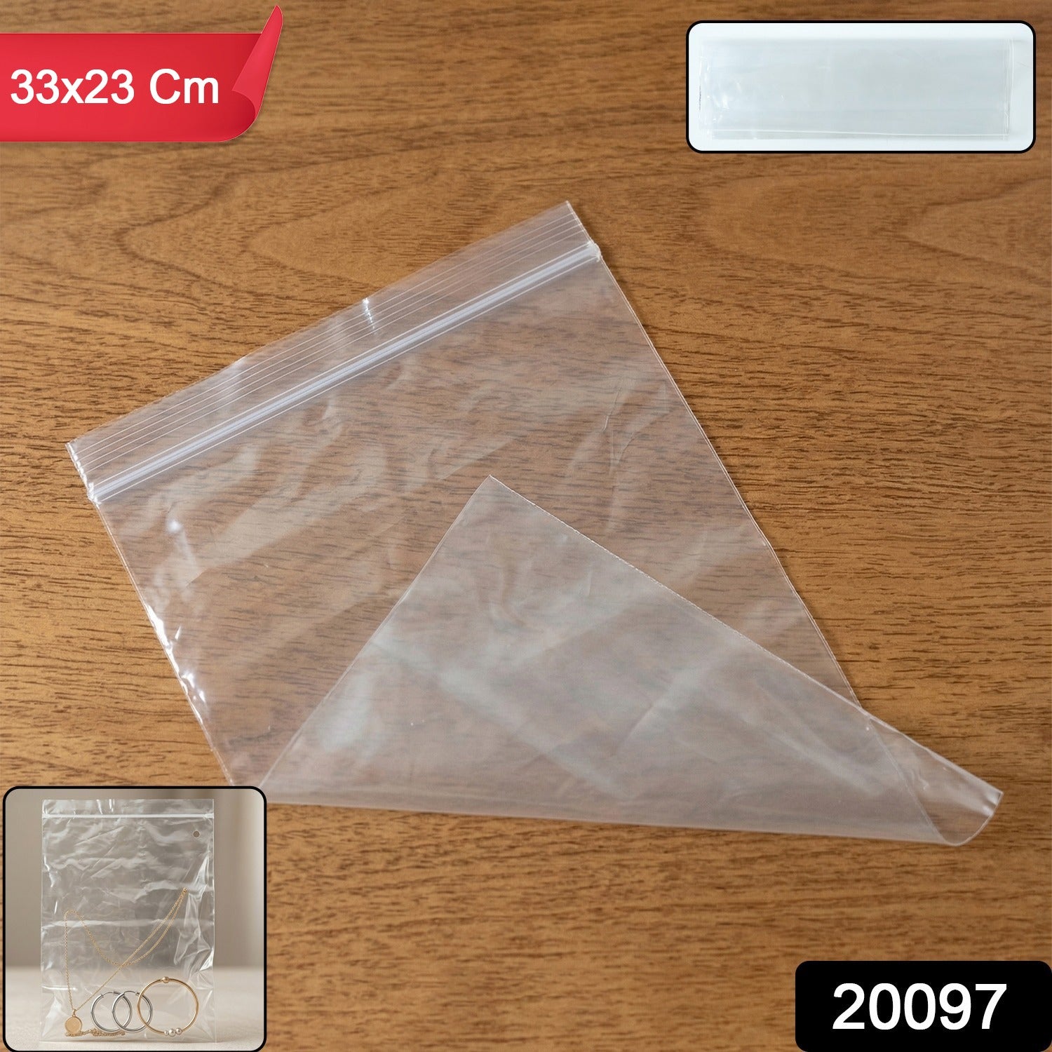 Transparent Plastic Zip Lock Bag (1 Pc, 33x23 Cm)
