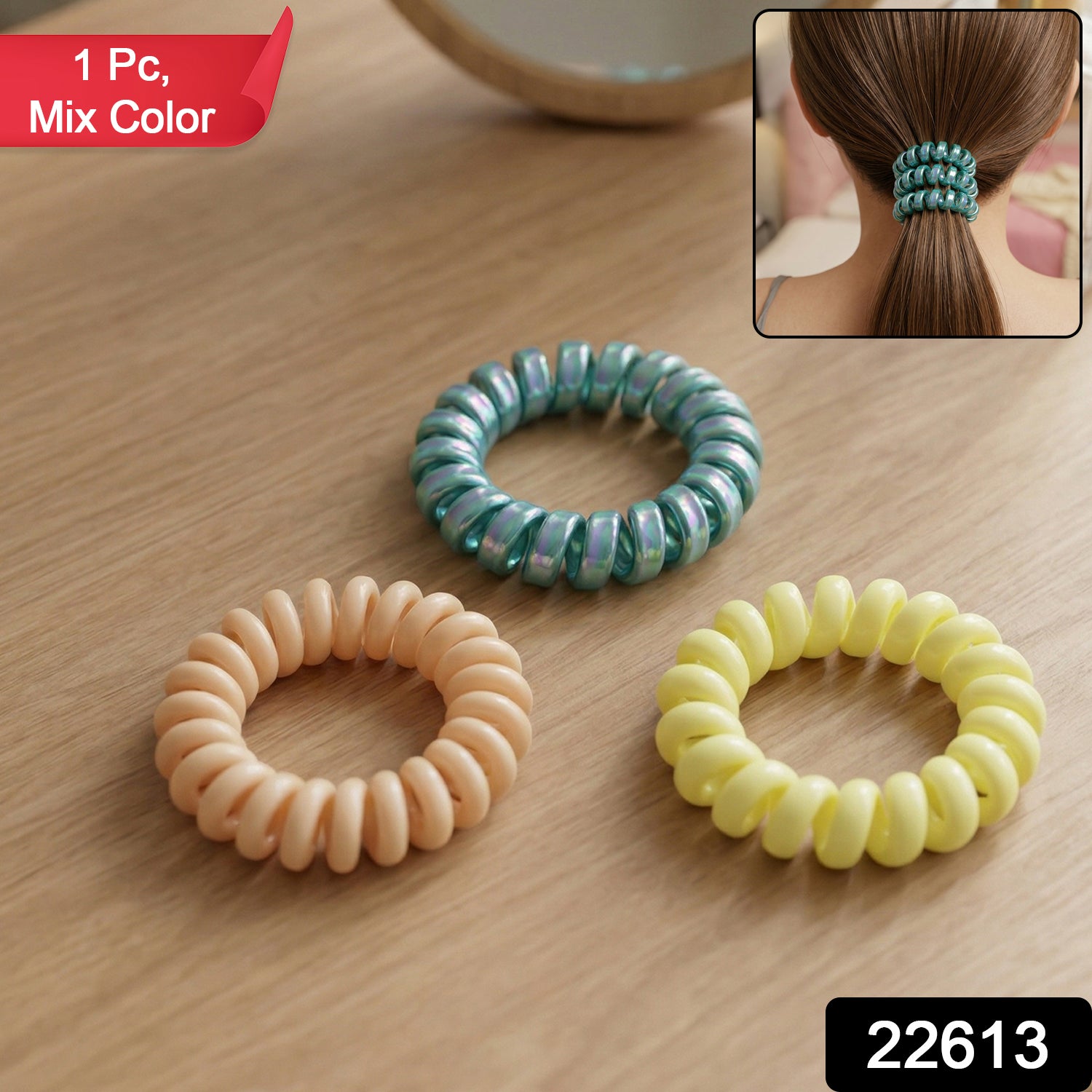 Premium Mix Color Telephone Wire Hair Band (1 Pc)