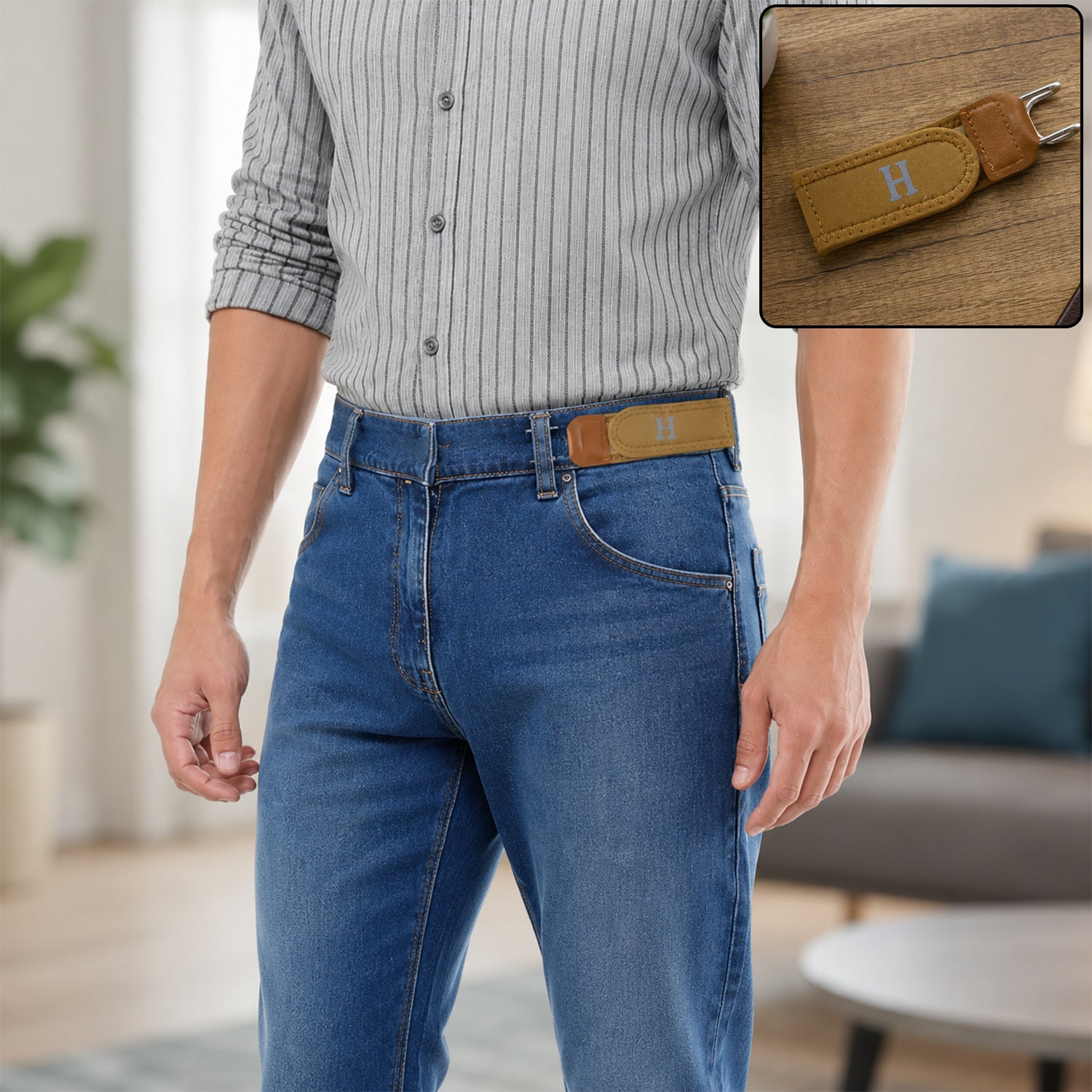 Women's Buckle Less Elastic Invisible Stretch Waist Belt for Jeans (1 Pc)