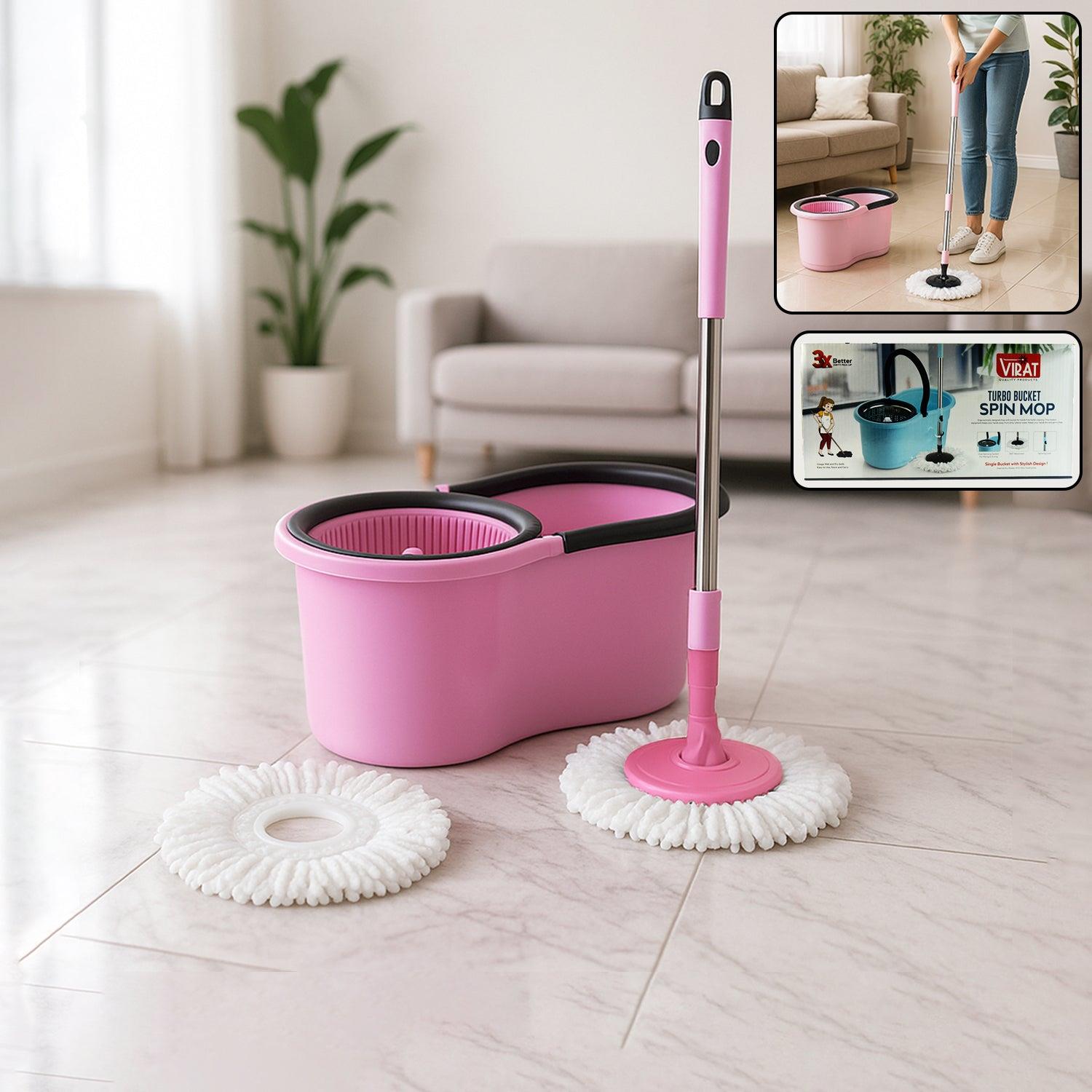 Quick Spin Mop With Steel Spin, Bucket Floor Cleaning, Easy Wheels & Big Bucket, Floor Cleaning Mop with Bucket